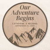 Rustieke Mountain Bossen Bos Avontuur Bruiloft Ronde Kartonnen Onderzetter (Voorkant)