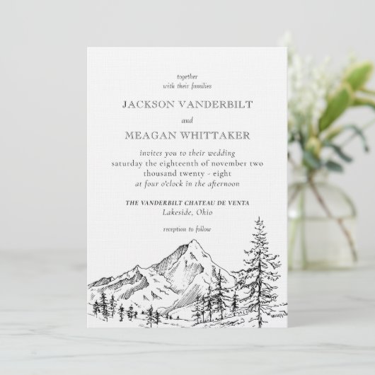 Rustieke Mountain bruiloft uitnodiging Sjabloon (Staand voorkant)
