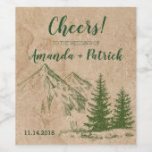 Rustieke Mountain Cheers naar het bruiloft Wijn La Etiket (Enkel label)