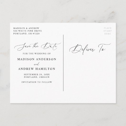 Rustieke Mountain Evergreen Forest Save the Date Aankondigingskaart (Achterkant)