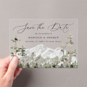 Rustieke Mountain Evergreen Forest Save the Date Acryl Uitnodigingen (Insitu (Draagbaar))