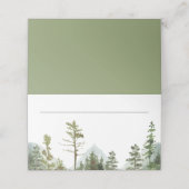 Rustieke Mountain Forest Bomen Bruiloft Plaatskaartje (Buitenkant ongevouwen)