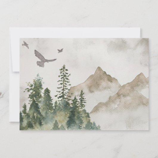 Rustieke Mountain Forest bruiloft Save The Date (Achterkant)