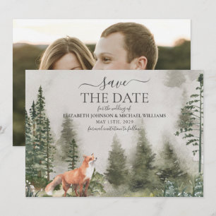 Rustieke Mountain Forest Foto Bruiloft Save The Da Date