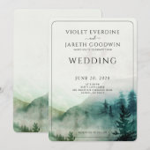 Rustieke Mountain Forest Mist bruiloft uitnodiging (Voorkant / Achterkant)