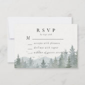 Rustieke Mountain Green Pine Tree Wedding Horizont RSVP Kaartje (Voorkant)