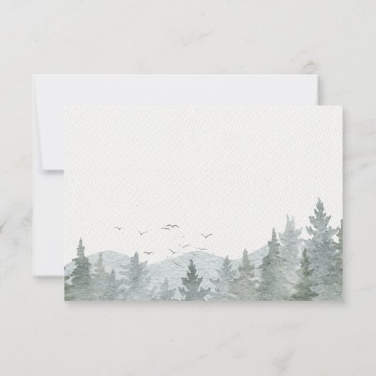 Rustieke Mountain Green Pine Tree Wedding Horizont RSVP Kaartje (Achterkant)