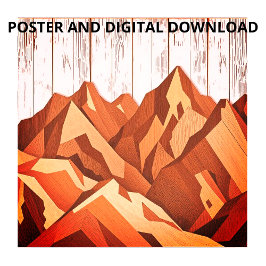 Rustieke Mountain-kunstwerken in organische houten Poster