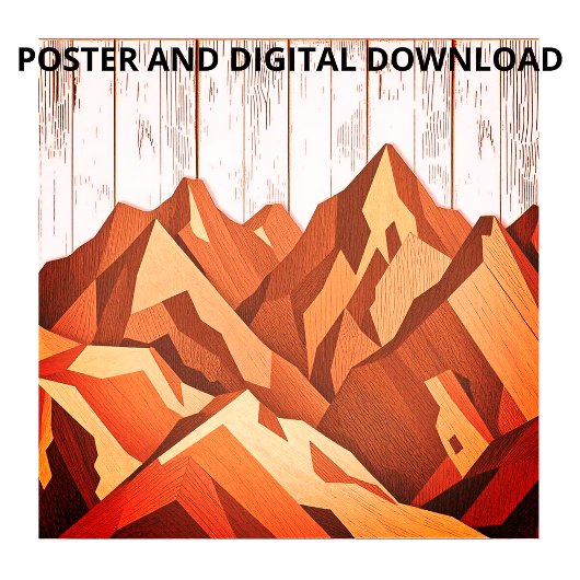 Rustieke Mountain-kunstwerken in organische houten Poster