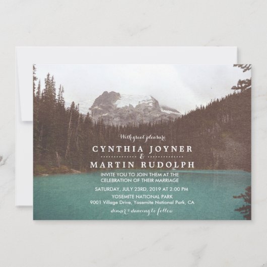Rustieke Mountain Lake bruiloft uitnodiging (Voorkant)