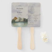 Rustieke Mountain & Lake Evergreen huwelijksprogra Handwaaier (Voorkant en achterkant)