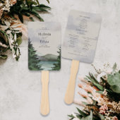 Rustieke Mountain & Lake Evergreen huwelijksprogra Handwaaier