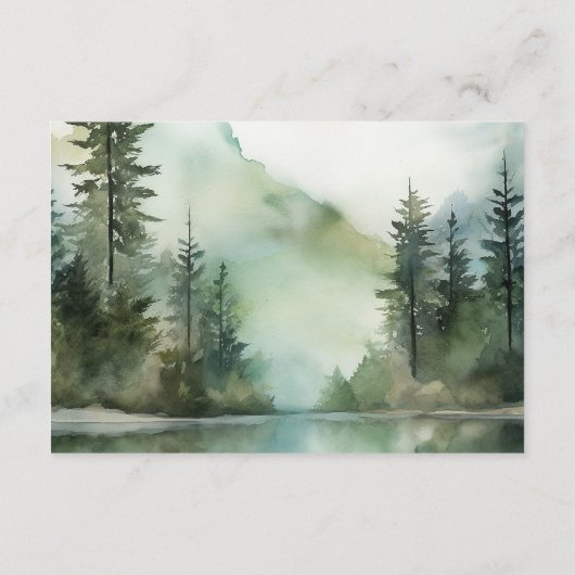 Rustieke Mountain Lake Forest bruiloft details Informatiekaartje (Achterkant)