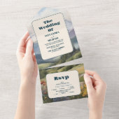 Rustieke Mountain Meadow Bruiloft All In One Uitnodiging (Afscheurbaar)