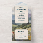 Rustieke Mountain Meadow Bruiloft All In One Uitnodiging (Binnen)