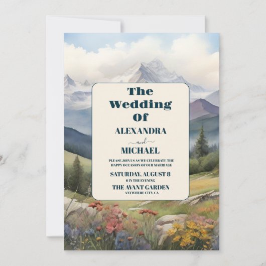 Rustieke Mountain Meadow Bruiloft Kaart (Voorkant)