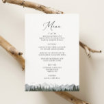 Rustieke Mountain Pine Tree 5 x 7 Bruiloft Menu<br><div class="desc">Laat uw gasten weten wat er op het menu staat met deze elegante 5x7-menukaart,  met waterverf- en dennenbomen.</div>