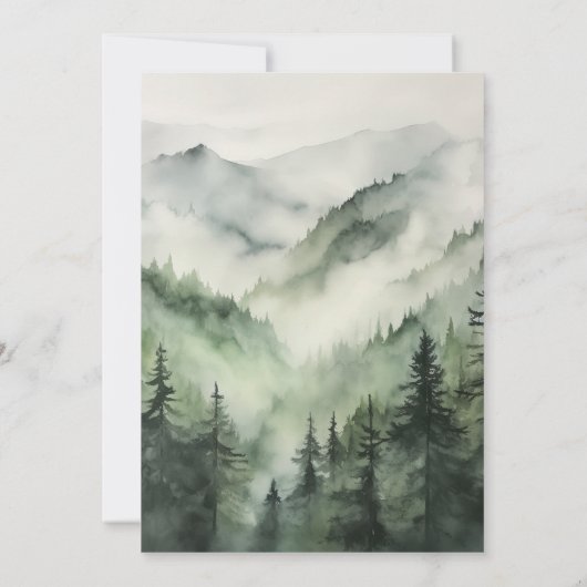 Rustieke Mountain Pine Tree Bos Bruiloft Kaart (Achterkant)