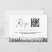 Rustieke Mountain Pine Tree Bruiloft QR-code RSVP Kaartje (Voorkant)