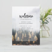 Rustieke Mountain Pine Trees Fall huwelijksceremon Programmakaart (Staand voorkant)