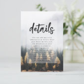 Rustieke Mountain Pine Trees Fall Wedding Details Informatiekaartje (Staand voorkant)
