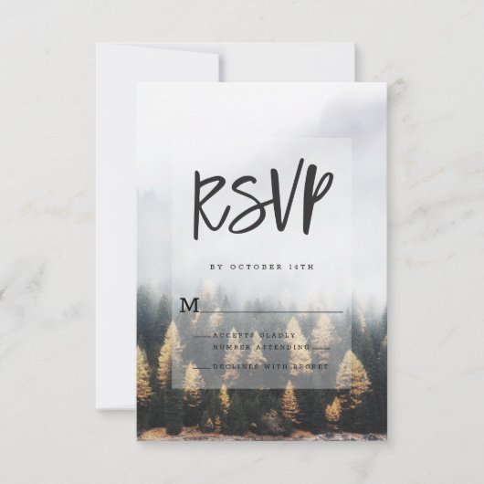 Rustieke Mountain Pine Trees Herfst Forest Design RSVP Kaartje (Voorkant)