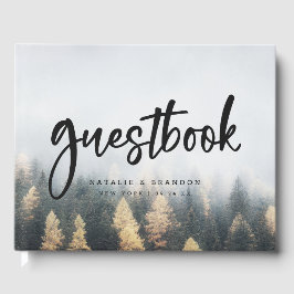Rustieke Mountain Pine Trees Herfst Forest Wedding Gastenboek