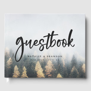 Rustieke Mountain Pine Trees Herfst Forest Wedding Gastenboek