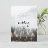 Rustieke Mountain Pine Trees Herfst Forest Wedding Kaart (Staand voorkant)