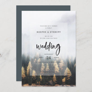 Rustieke Mountain Pine Trees Herfst Forest Wedding Kaart