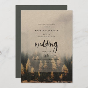 Rustieke Mountain Pine Trees Herfst Forest Wedding Kaart