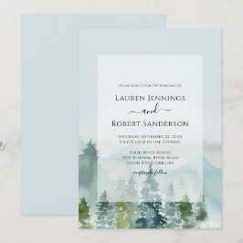 Rustieke Mountain Sage Pine Tree Wedding Kaart