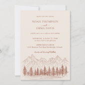 Rustieke Mountain Sketch Pine Terracotta bruiloft Kaart (Voorkant)