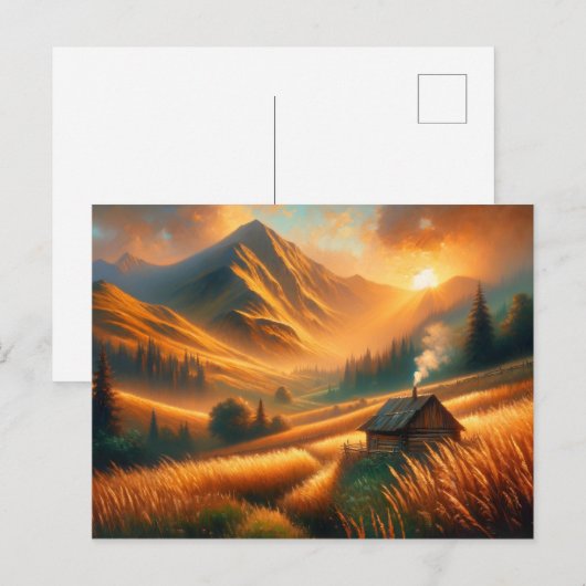 Rustieke Mountain Sunrise Briefkaart (Voorkant / Achterkant)