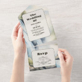 Rustieke Mountain Waterfall Boho Bruiloft All In One Uitnodiging (Afscheurbaar)