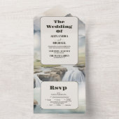 Rustieke Mountain Waterfall Boho Bruiloft All In One Uitnodiging (Binnen)