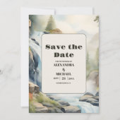 Rustieke Mountain Waterfall Boho Bruiloft Save The Date (Voorkant)