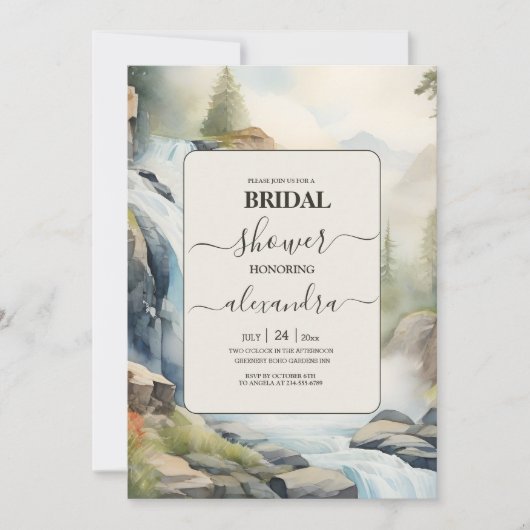 Rustieke Mountain Waterfall Boho Vrijgezellenfeest Kaart (Voorkant)