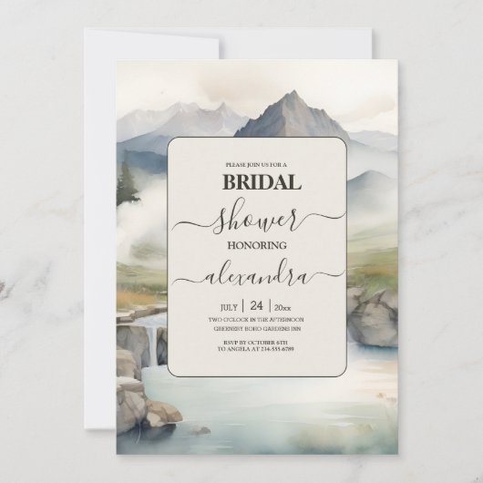 Rustieke Mountain Waterfall Boho Vrijgezellenfeest Kaart (Voorkant)