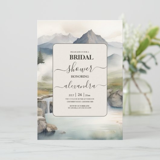 Rustieke Mountain Waterfall Boho Vrijgezellenfeest Kaart (Staand voorkant)