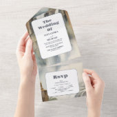 Rustieke Mountain Waterfall Bruiloft All In One Uitnodiging (Afscheurbaar)