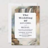 Rustieke Mountain Waterfall Bruiloft Kaart (Voorkant)