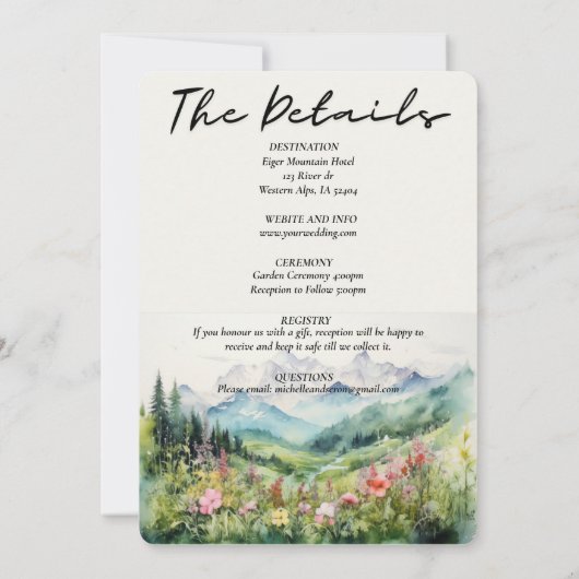 Rustieke Mountain Wildflower | Boho Kaart (Achterkant)