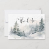 Rustieke Mountain Winter Scene Waterverf bruiloft Bedankkaart (Voorkant)