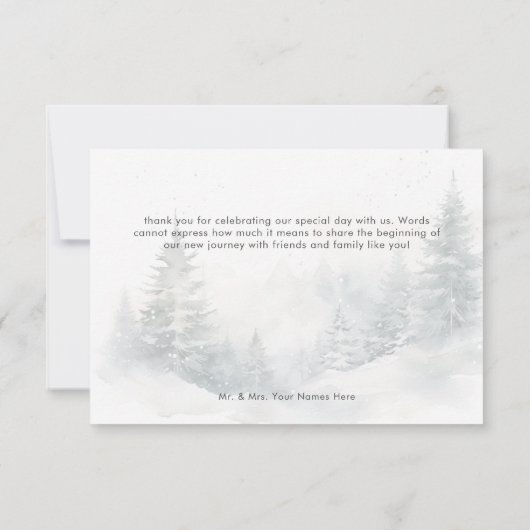 Rustieke Mountain Winter Scene Waterverf bruiloft Bedankkaart (Achterkant)