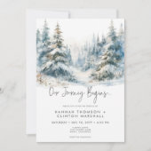 Rustieke Mountain Winter Scene Waterverf bruiloft Kaart (Voorkant)