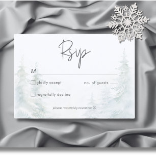 Rustieke Mountain Winter Scene Waterverf Geen Dine RSVP Kaartje
