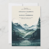 Rustieke Mountain Wood Pine Tree Wedding Kaart (Voorkant)