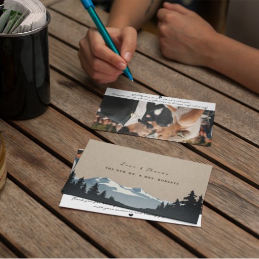 Rustieke Mountain Woodland Forest trouwfoto Bedankkaart