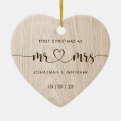 Rustieke Mr en Mrs Wedding Foto Keramisch Ornament (Voorkant)